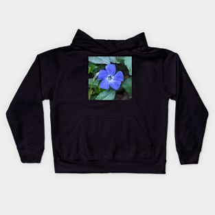 blue flower in leaves 3 Kids Hoodie